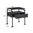 Nicipolis Nightstand, Glass & Sandy Gray Finish Acme