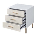 Myles Nightstand, White, Champagne & Gold Finish Acme