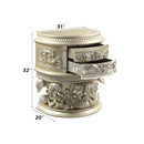 Vatican Nightstand, Champagne Silver Finish Acme