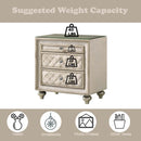 Lucienne Nightstand, Beige Velvet Acme
