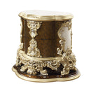 Desiderius Nightstand, Antique Gold & Hand Painted Brown Finish Acme