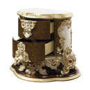 Desiderius Nightstand, Antique Gold & Hand Painted Brown Finish Acme