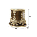 Desiderius Nightstand, Antique Gold & Hand Painted Brown Finish Acme