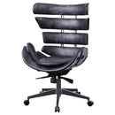 Megan Office Chair, Vintage Black Top Grain Leather & Aluminum Acme