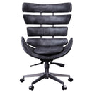 Megan Office Chair, Vintage Black Top Grain Leather & Aluminum Acme