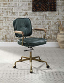 Siecross Office Chair, Emerald GreenTop Grain Leather Acme