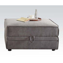 Bois Ottoman w/Storage, Gray Velvet Acme