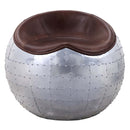 Brancaster Ottoman, Retro Brown Top Grain Leather & Aluminum Acme