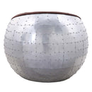 Brancaster Ottoman, Retro Brown Top Grain Leather & Aluminum Acme