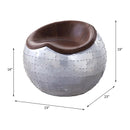 Brancaster Ottoman, Retro Brown Top Grain Leather & Aluminum Acme