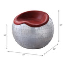 Brancaster Ottoman, Antique Red Top Grain Leather & Aluminum Acme