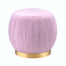 Zinnia Ottoman, Pink Carnation Velvet & Gold Finish Acme
