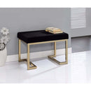 Boice Ottoman, Black Fabric & Champagne Finish Acme