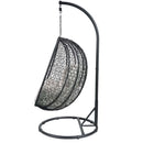 Simona Hanging Chair, Beige Fabric & Black Wicker Acme