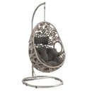 Sigar Hanging Chair, Light Gray Fabric & Wicker Acme