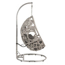 Sigar Hanging Chair, Light Gray Fabric & Wicker Acme