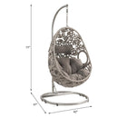 Sigar Hanging Chair, Light Gray Fabric & Wicker Acme