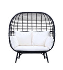 Penelope Patio Lounge Chair, Cream Fabric & Black Finish Acme