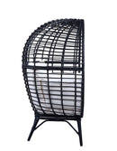 Penelope Patio Lounge Chair, Cream Fabric & Black Finish Acme