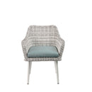 Tashay 3PC Pack Patio Bistro Set, Green Fabric & Beige Wicker Acme