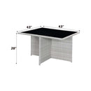 Paitalyi 9PC Bistro Set, Blue Fabric & Wicker Acme