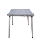 Jenneva 7PC Patio Dining Set, Night Green Fabric & Gray Finish Acme