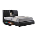 Kofi King Bed w/Storage, Black Faux Leather Acme