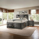 Ireland King Bed w/Storage, Gray Oak Finish Acme