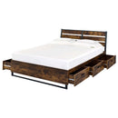 Juvanth Queen Bed w/Storage, Rustic Oak & Black Finish Acme