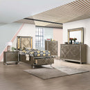 Skylar Twin Bed w/Led & Storage, Faux leather & Dark Champagne Finish Acme