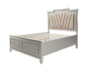 Kaitlyn California King Bed w/Led & Storage, Faux Leather & Champagne Finish Acme