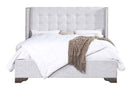 Artesia King Bed, Tan Fabric & Salvaged Natural Finish Acme