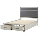 Orchest Twin Bed w/Storage, Gray Faux Leather & Gray Finish Acme