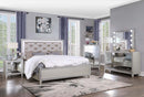 Sliverfluff King Bed w/Led, Faux Leather & Champagne Finish Acme