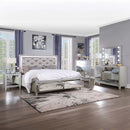 Sliverfluff King Bed w/Led & Storage, Faux Leather & Champagne Finish Acme
