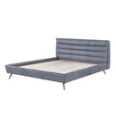 Doris King Bed, Gray Top Grain Leather Acme