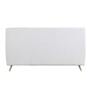 Doris King Bed, Vintage White Top Grain Leather Acme