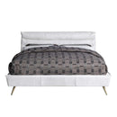 Doris King Bed, Vintage White Top Grain Leather Acme