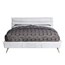 Doris Queen Bed, Vintage White Top Grain Leather Acme