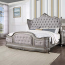 Ariadne King Bed, Velvet & Antique Platinum Finish Acme