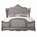 Ariadne King Bed, Velvet & Antique Platinum Finish Acme