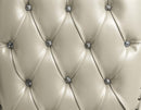 Vanaheim King Bed, Beige Faux Leather & Antique White Finish Acme