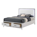 Haiden Queen Bed w/Led & Storage, White Finish Acme