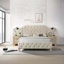 Ranallo Queen Wall Bed, Beige Linen & Natural Finish Acme