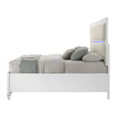 Tarian Queen Bed w/Led & Storage, White Boucle & Pearl White Finish Acme