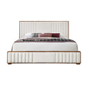 Kaleea King Bed, Beige Chenille & Walnut Finish Acme