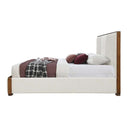 Kaleea King Bed, Beige Chenille & Walnut Finish Acme