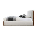 Sandro Queen Bed, White Boucle & Walnut Finish Acme