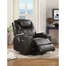 Waterlily Motion Rocker Recliner w/Swivel, Black Faux Leather Acme