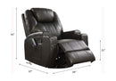 Waterlily Motion Rocker Recliner w/Swivel, Black Faux Leather Acme